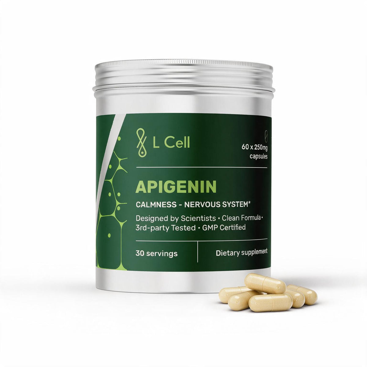 Apigenin Capsules 250mg (30 servings, 60 caps)