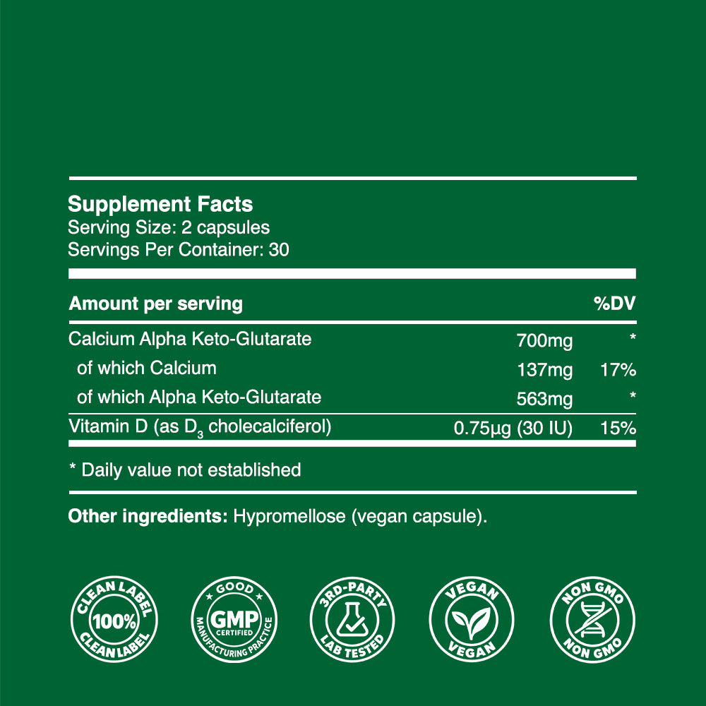 CaAKG Capsules 350mg (30 servings, 60 caps)