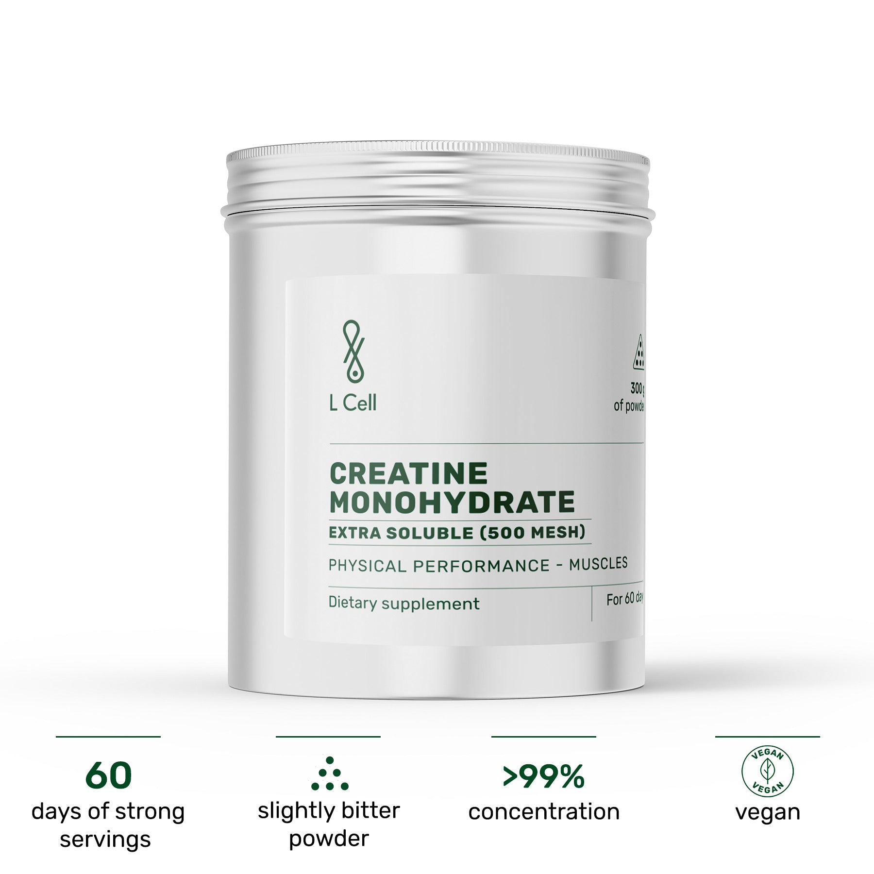 Creatine Monohydrate powder 300g (60 servings, micronized), extra soluble