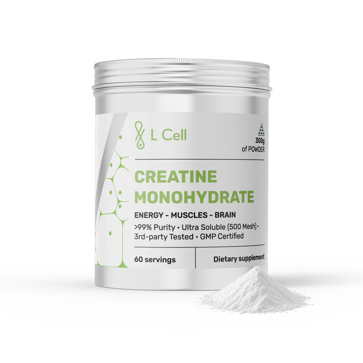 Creatine Monohydrate powder 300g (60 servings, micronized), extra soluble