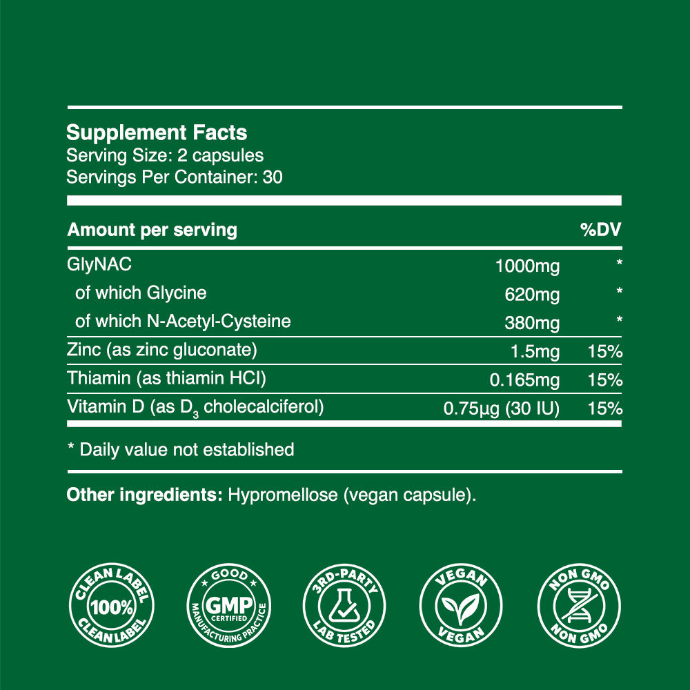 GlyNAC Capsules 500mg (30 servings, 60 caps)