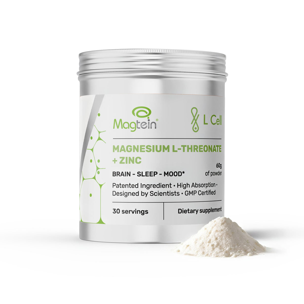 Magnesium L-Threonate Magtein® Powder 60g (30 servings, >99.9% purity)