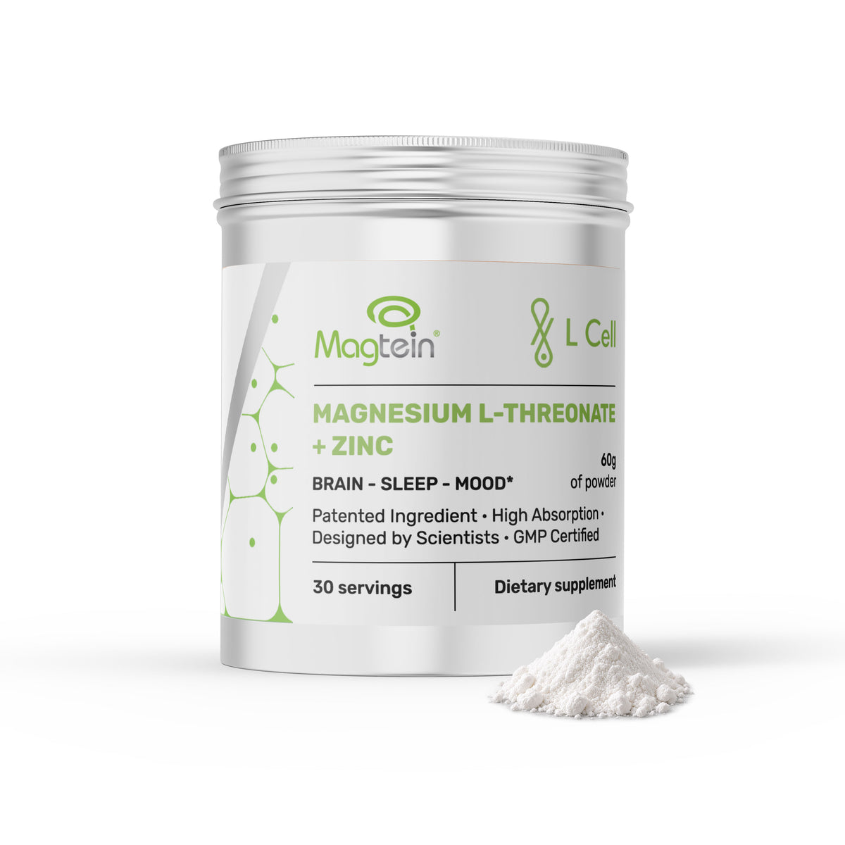 Magnesium L-Threonate Magtein® Powder 60g (30 servings, >99.9% purity)