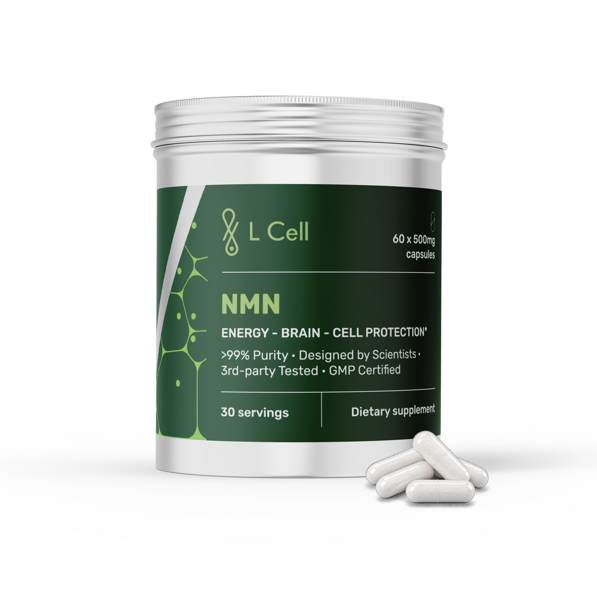 NMN Capsules 500mg (30 servings, 60 caps)