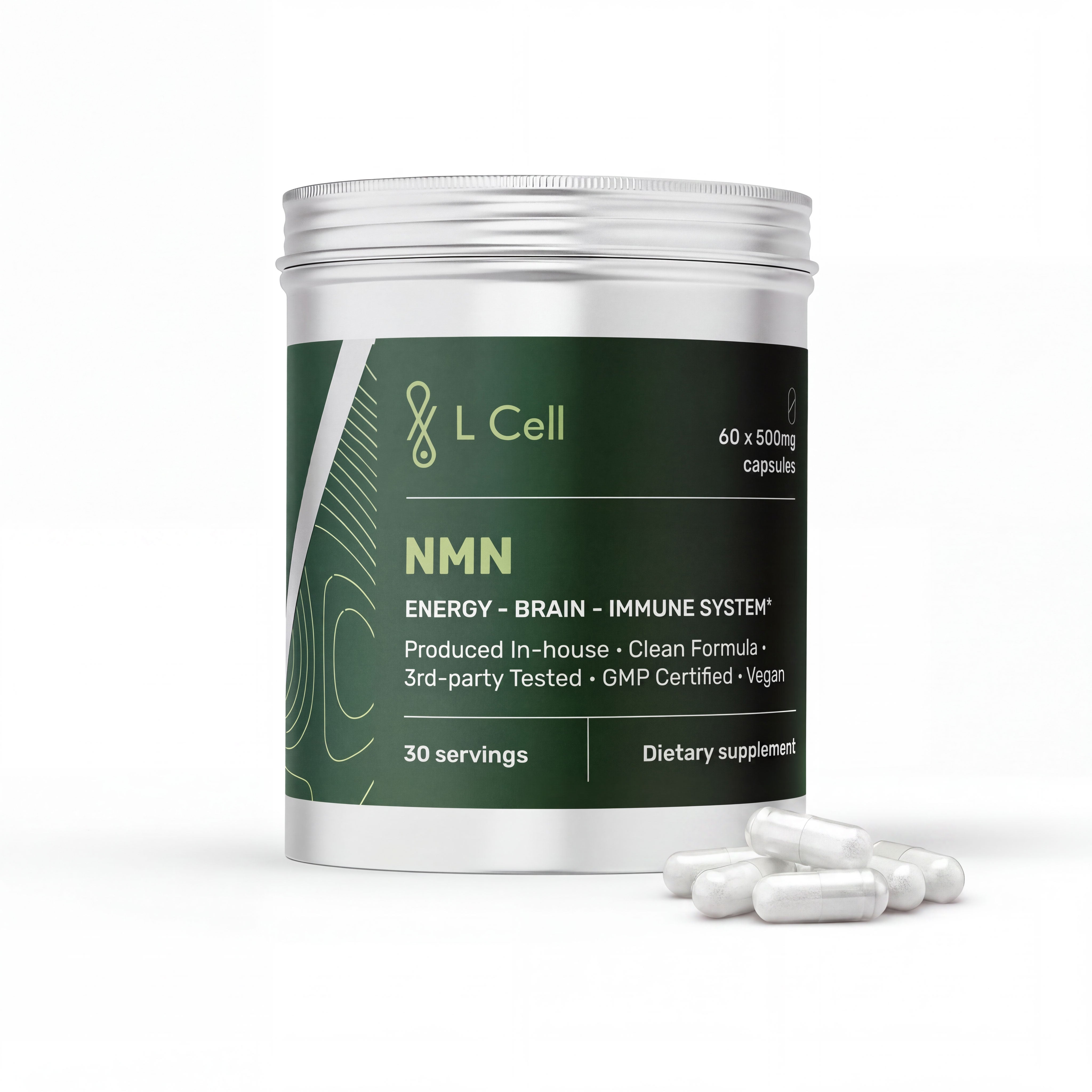 NMN Capsules 500mg (30 servings, 60 caps)