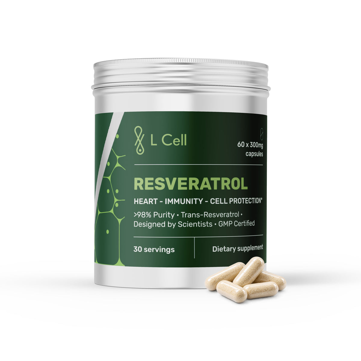 Trans Resveratrol Capsules 300mg (30 servings, 60 caps)