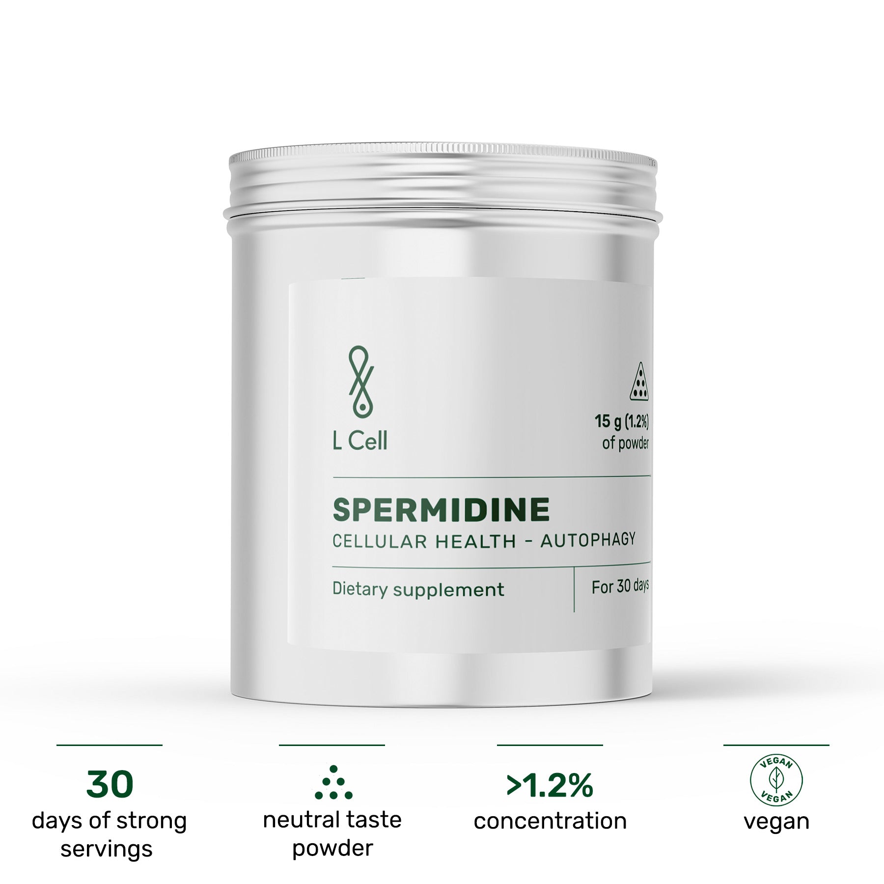 Spermidine Powder 15g (30 servings, 1.2% concentration)