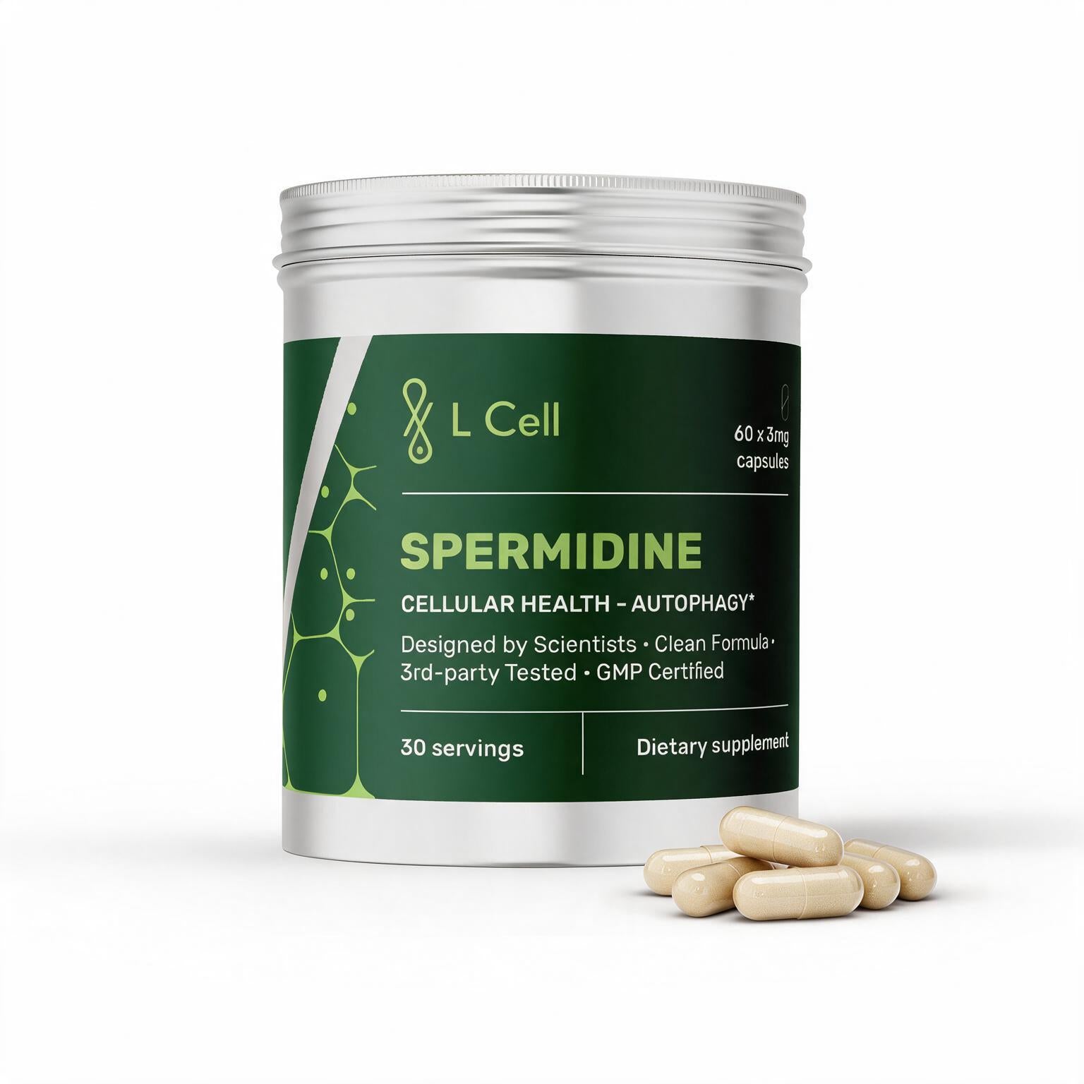 Spermidine Capsules 3mg (30 servings, 60 caps)