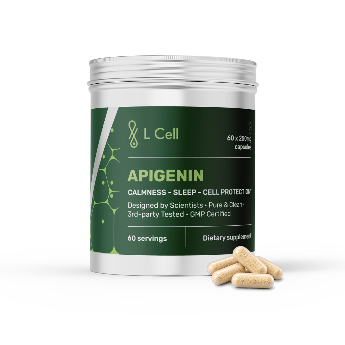 Apigenin Capsules 250mg (30 servings, 60 caps)