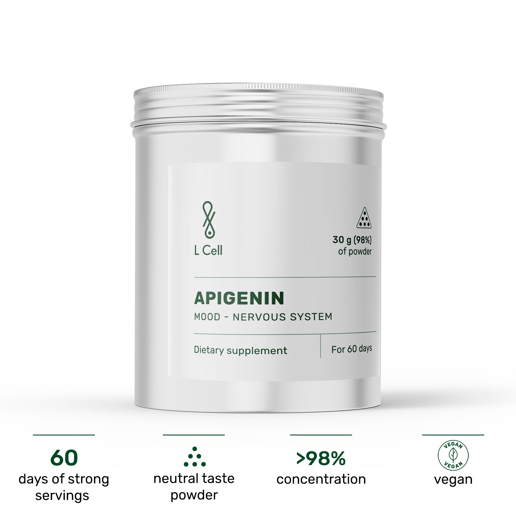 Apigenin Powder 30g (60 servings, >98% purity)