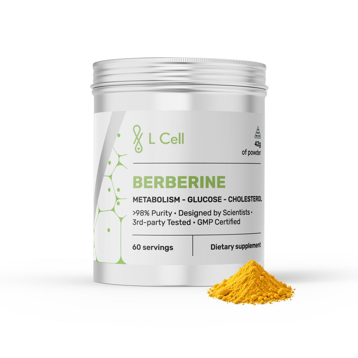 Berberine Powder 42g (60 servings, >98% concentration)