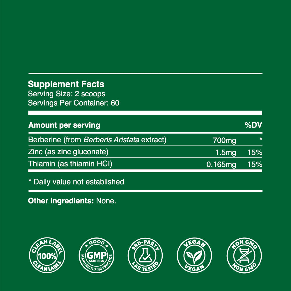 Berberine Powder 42g (60 servings, >98% concentration)