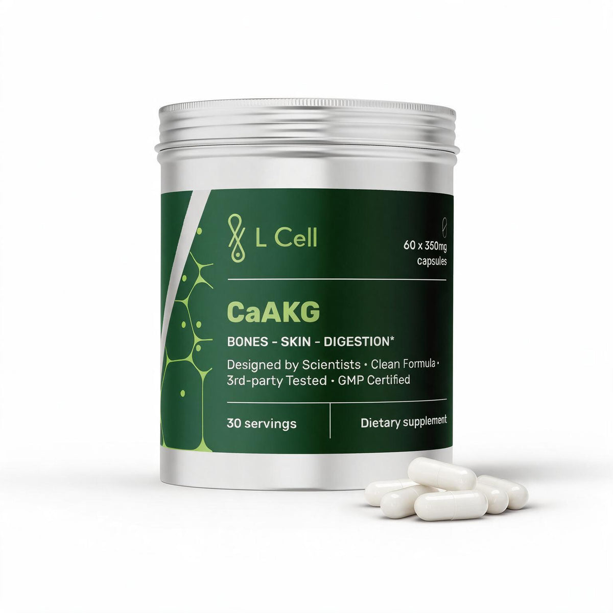 CaAKG Capsules 350mg (30 servings, 60 caps)
