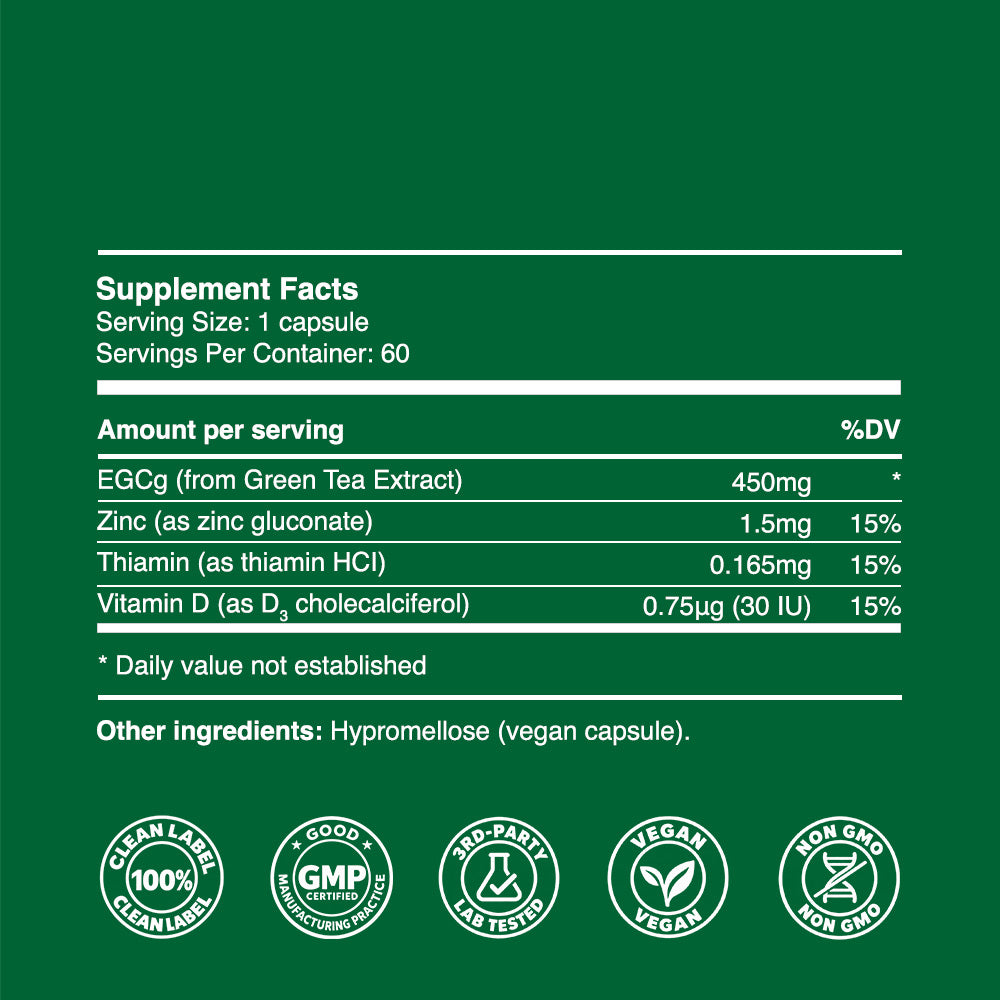 EGCg Capsules 450mg (60 servings, 60 caps)