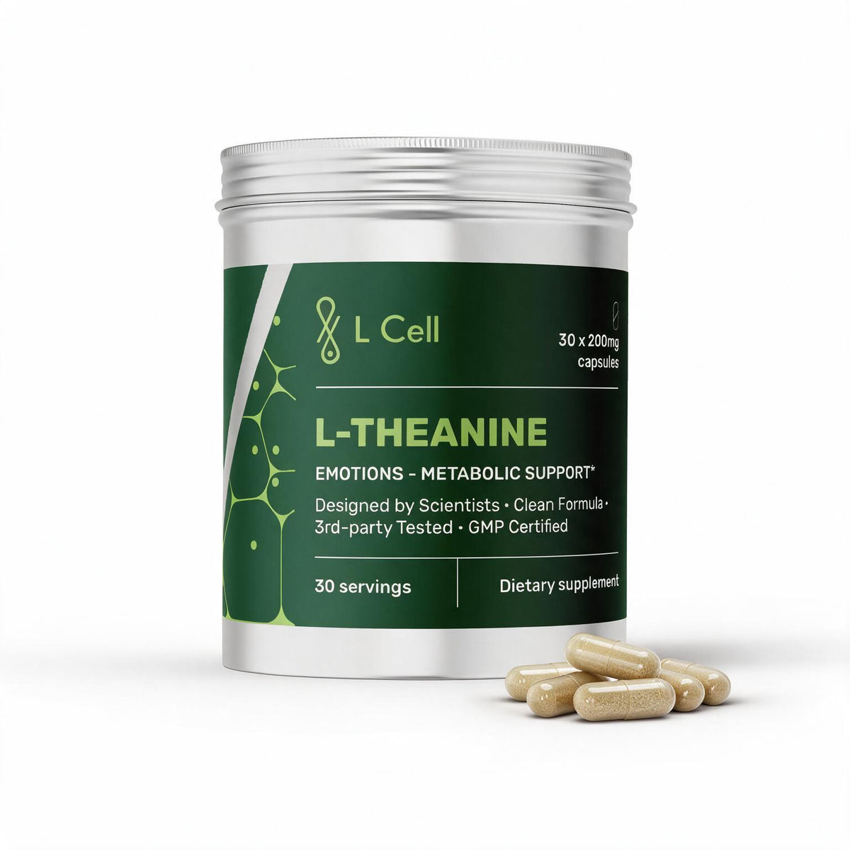 L-Theanine Capsules 200mg (30 servings, 30 caps)