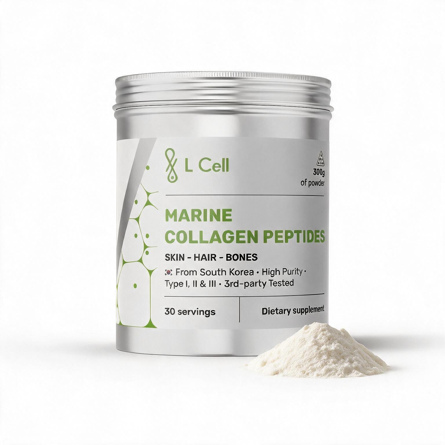 Marine Collagen Peptides 300g (30 servings, >90% purity), hydrolyzed