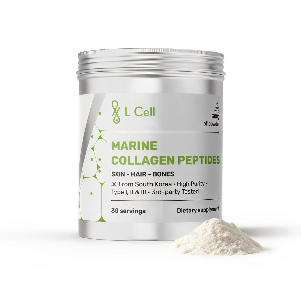 Marine Collagen Peptides 300g (30 servings, >90% purity), hydrolyzed