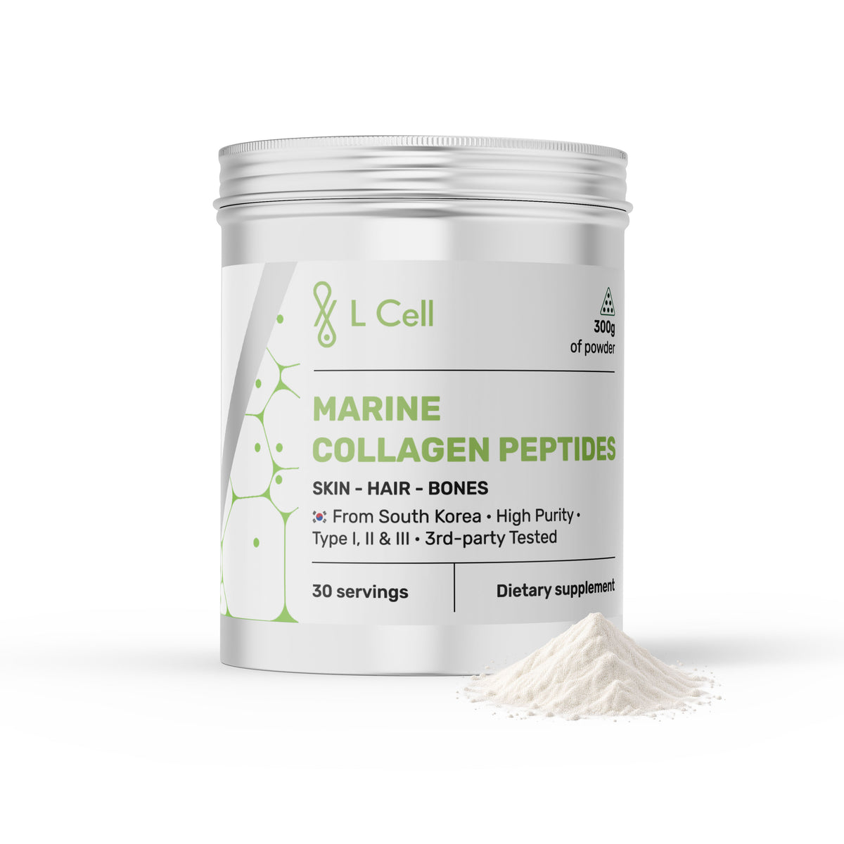 Marine Collagen Peptides 300g (30 servings, >99.9% purity), hydrolyzed