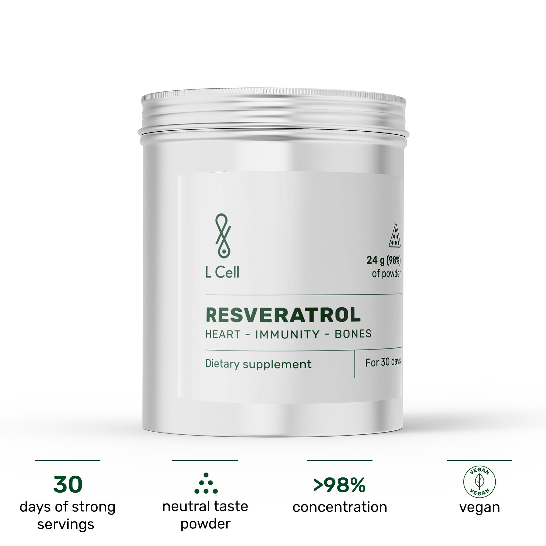 Trans Resveratrol Powder 24g (30 servings, >98% purity)