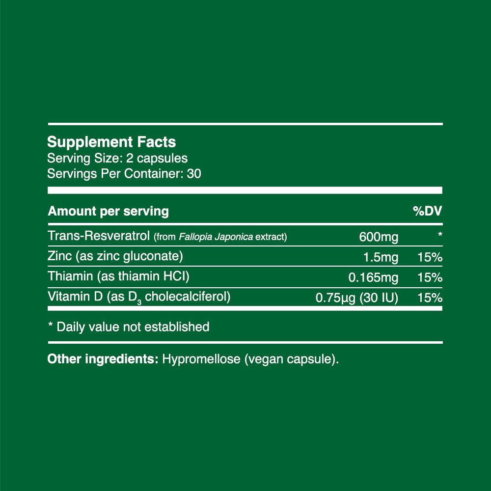 Trans Resveratrol Capsules 300mg (30 servings, 60 caps)