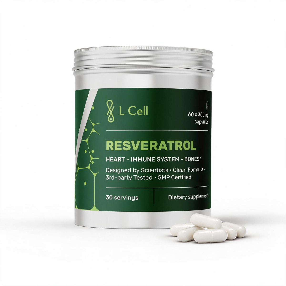 Trans Resveratrol Capsules 300mg (30 servings, 60 caps)