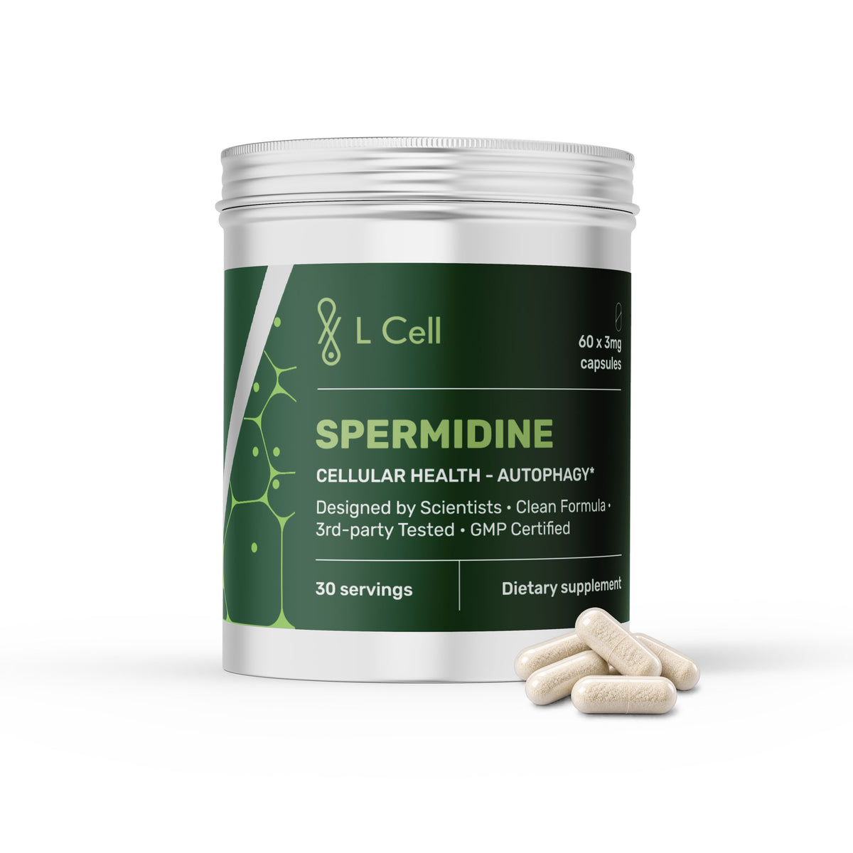 Spermidine Capsules 3mg (30 servings, 60 caps)